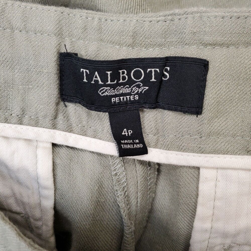 Talbots Pants Womens 4 Petite Linen Wide Leg Drawstring Green Beachy - Picture 6 of 13